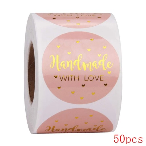 50-500 шт. круглі рожеві ділові наклейки для паперових етикеток