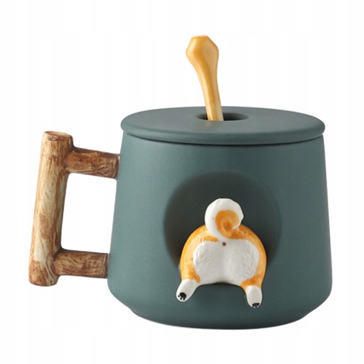 Керамічна чашка Corgi об'ємом 500 мл з мотивом і кришкою