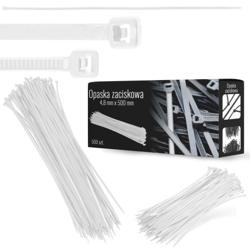 500 кабельных стяжек Кабельные стяжки Застежки-молнии 4,8 x 500 мм Прочные УФ-кабельные стяжки