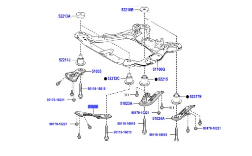 51036-48040 левый кронштейн передней подвески lexus rx