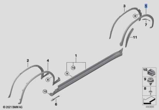 51778064825 Накладка на крыло грунтованная задняя левая M BMW X3 G01 F97