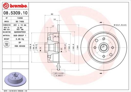 08.5309.10 - Тормозной диск BREMBO 8530910