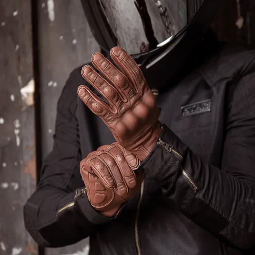 540 - Коричневі стильні рукавички для мотоциклів розміру M d