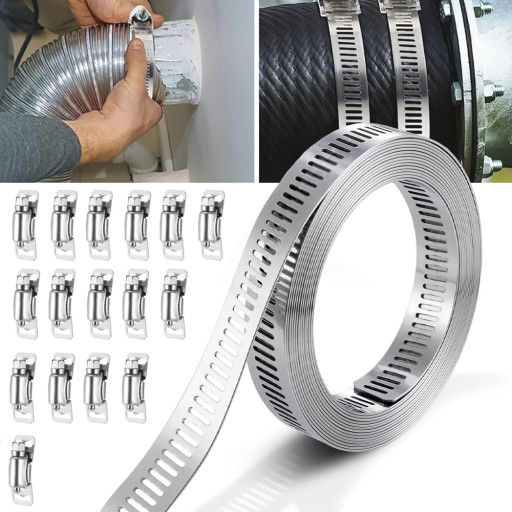 5 М ЗАЖИМ ДЛЯ ШЛАНГУ РЕГУЛЬОВАНИЙ ШЛАНГ З НЕРЖАВІЮЧОЇ СТАЛІ З ЗАЖИМОМ НА 16 ГВИНТОВИХ