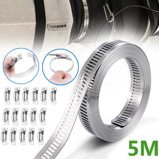 ХОМУТИ ДЛЯ ШЛАНГУ З НЕРЖАВІЮЧОЇ СТАЛІ 5 М, РЕГУЛЬОВАНІ РЕМЕНІ З ХОМУТАМИ НА 16 БОЛТОВ