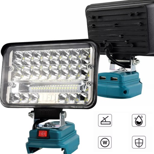 ЛАМПА 60W ДЛЯ MAKITA 18V галогенова РОБОЧА ЛАМПА ФОХАР + 2X USB 48LED