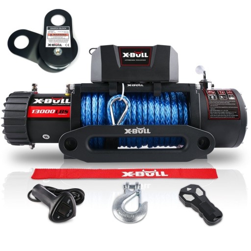 6T електрична 12v автомобільна канатна лебідка X-BULL 13000 + ZBLOCZE 8T
