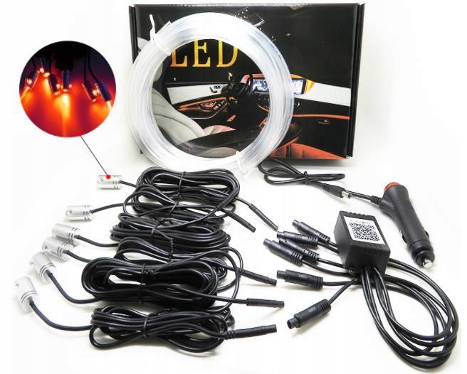 6X RGB LED окружающий волоконно-оптический провод 8 м с пультом дистанционного управления APP