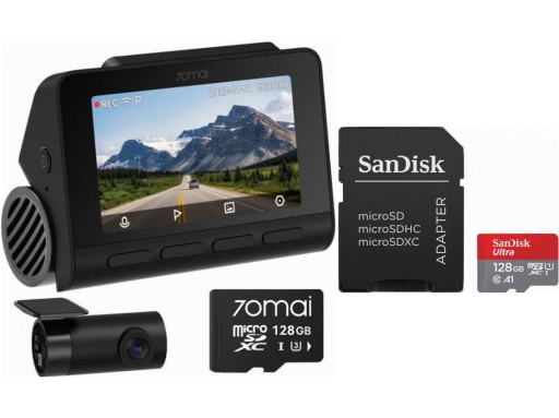 70Mai Dash Cam A810 4K + резервна камера RC12 + SD-карта 70mai 128GB + CARD
