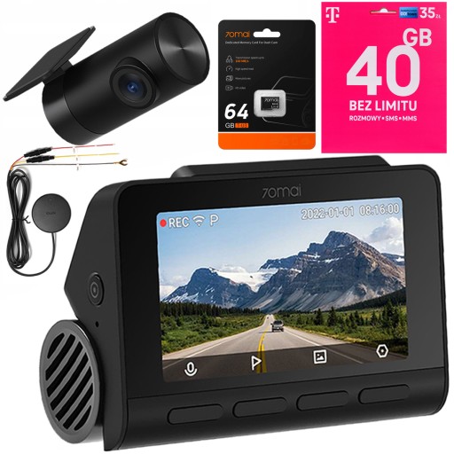 70mai Комплект автомобильной камеры A810 + RC12 + UP04 + 64 ГБ + стартер T-Mobile