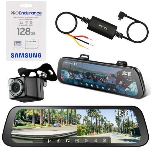 Відеореєстратор 70mai S500 Mirror + камера заднього виду + ​​128GB + паркувальний модуль