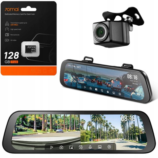 70mai S500 дзеркальний відеореєстратор + автомобільна камера заднього виду + ​​128 ГБ