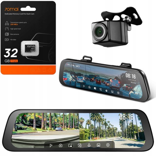 70mai S500 Mirror Video Recorder + Автомобільна камера заднього виду + ​​32 ГБ