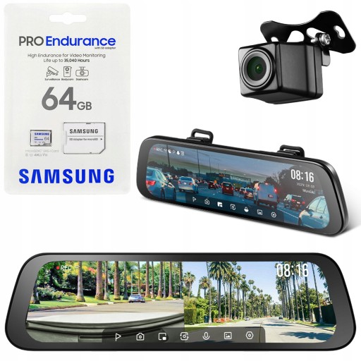 70mai S500 дзеркальний відеореєстратор + автомобільна камера заднього виду + ​​64 ГБ