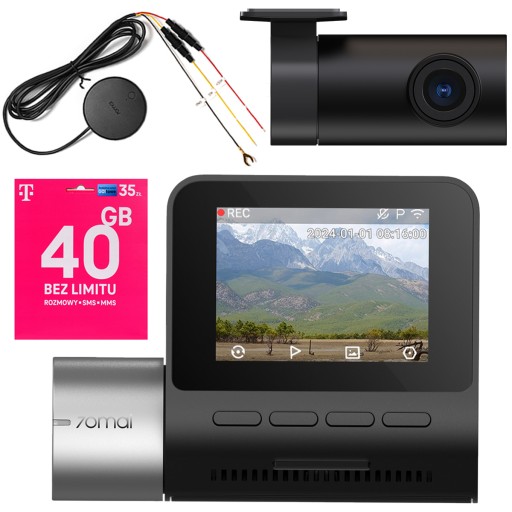 70mai Видеорегистратор A510 Камера + задняя RC11 SET+ UP04+ STARTER T-MOBILE