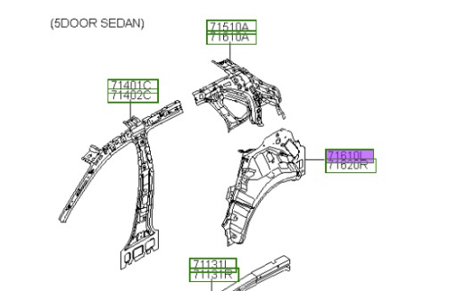 71610g4350 панель ліва внутрішня задня стійка I30 2017-