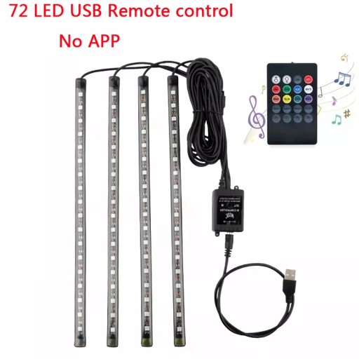 72 USB пульт дистанційного керування світлодіодна стрічка для автомобіля-освітлення