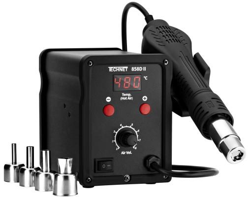 858DII ПАЯЛЬНАЯ СТАНЦИЯ С ГОРЯЧИМ ВОЗДУХОМ, 700 Вт, LED, 100–480°C, 4 сопла, КАЛИБРОВКА ТЕМПЕРАТУРЫ