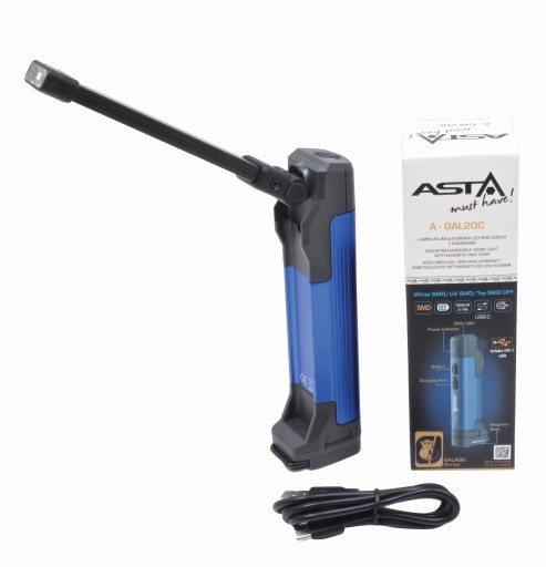 A-GAL20C АККУМУЛЯТОРНЫЙ ФОНАРИК COB СВЕТОДИОДНАЯ ЛАМПА 400ЛМ С МАГНИТОМ ASTA