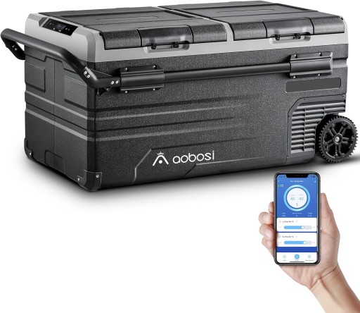 AAOBOSI Компрессорный холодильник 95л, двухзонный, 12/24В постоянного тока и 100-240В переменного тока