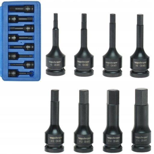 ADLER Набір головок ударних шестигранних Cr-V 8 шт AD-08