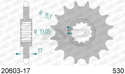 20603-17 - ПРИВОДНАЯ ЗВЕЗДОЧКА ПЕРЕДНЕГО МОТОРА AFAM. СТАЛЬ