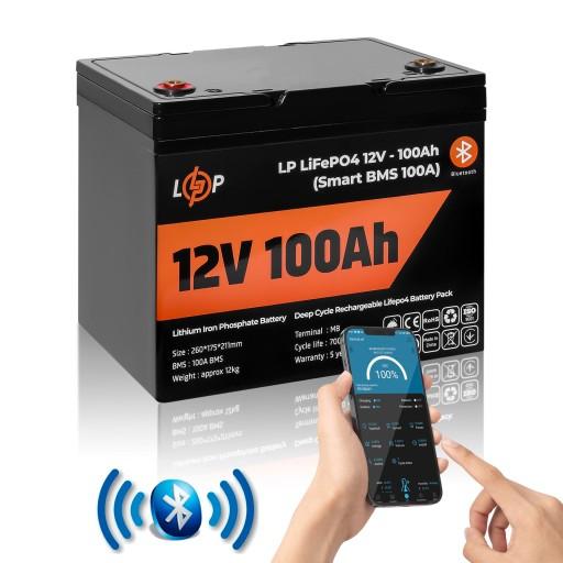 АККУМУЛЯТОР 12 В (12,8 В), 100 Ач, 1280 Втч SMART LP LIFEPO4 + BLUETOOTH ДЛЯ ИБП