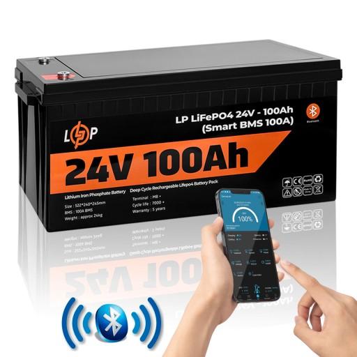 АКУМУЛЯТОР 24V (25.6V) 100Ah 2560 Wh SMART LP LIFEPO4 + BLUETOOTH ДЛЯ ДБЖ