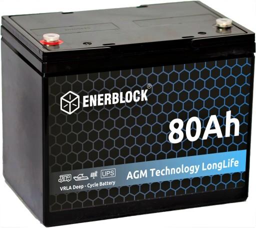 AGM АКУМУЛЯТОР 12V 80AH НЕ ОБСЛУГОВУВАНИЙ ENERBLOCK DEEP CYCLE