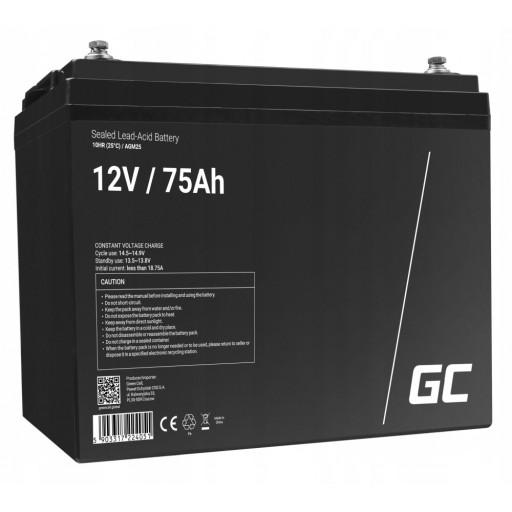 АКУМУЛЯТОР AGM GREEN 12V 75AH ДЛЯ ЧОВНА