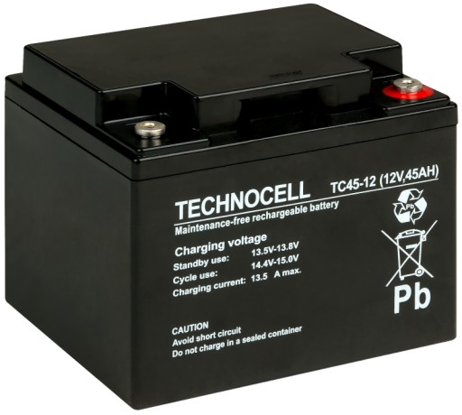 Аккумулятор agm аккумулятор technocell tc45-12 12v 45ah agm tc 45-12 tc45 vrla