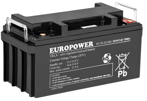 АККУМУЛЯТОР AGM VRLA BATTERY EUROPOWER НЕОБХОДИМЫЙ EV 12 В 75 Ач 75 Ач EV75