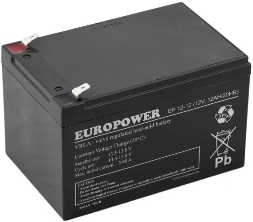 АККУМУЛЯТОР АККУМУЛЯТОР AGM VRLA EUROPOWER EP EP12-12 12В 12Ач F2 T2 APC RBC UPS