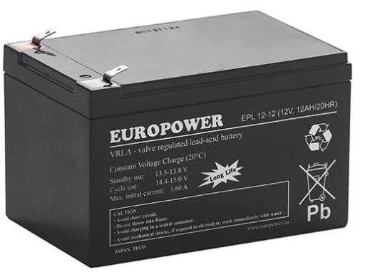 АККУМУЛЯТОР AGM VRLA BATTERY EUROPOWER EPL 12 В 12 Ач EPL12-12 EPL12 ИБП СИГНАЛИЗАЦИИ