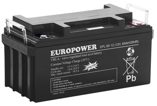 АККУМУЛЯТОРНАЯ БАТАРЕЯ AGM VRLA БАТАРЕЯ EUROPOWER EPL EPL65 65 Ач EPL65-12 СИГНАЛИЗАЦИЯ КА ПЕЧИ