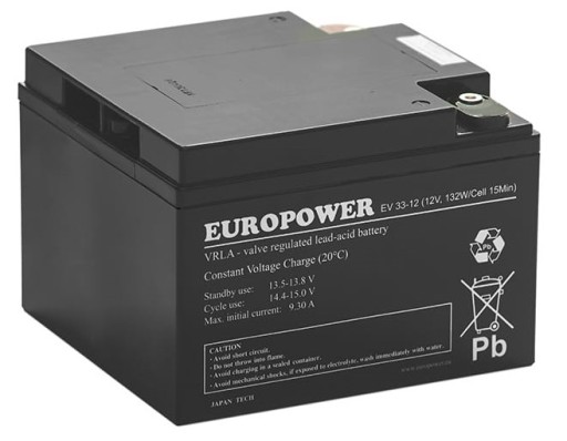 АККУМУЛЯТОР AGM VRLA BATTERY EUROPOWER EV 12V 33Ah 33-12 EV33 БЛОК УПРАВЛЕНИЯ СИГНАЛИЗАЦИЯМИ