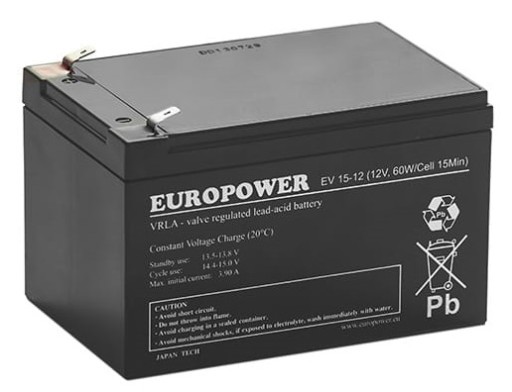 АККУМУЛЯТОР AGM VRLA BATTERY EUROPOWER EV15-12 12 В 15 Ач EV 15-12 EV15-12 UPS