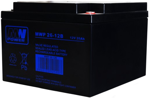 Аккумулятор agm аккумулятор vrla mw power mwp mwp26-12b 12v 26ah mwp26 панель управления