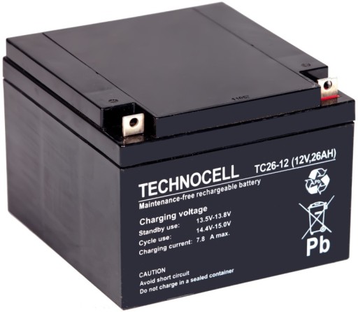 АККУМУЛЯТОР АККУМУЛЯТОР AGM VRLA TECHNOCELL TC 12V 26Ah TC26-12 TC26 БЛОК УПРАВЛЕНИЯ