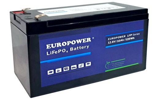 БАТАРЕЯ ЛИТИЕВАЯ БАТАРЕЯ LiFePO4 EUROPOWER LFP 10-12,8 12,8 В 10 Ач 128 Вт ИБП