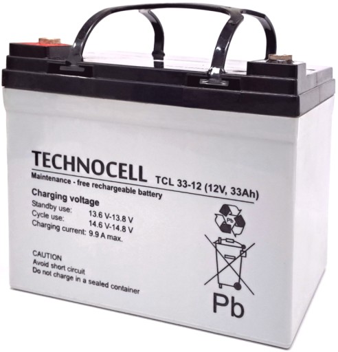 Аккумулятор vrla аккумулятор technocell tcl33-12 12v agm 33ah tcl 33-12 tcl33