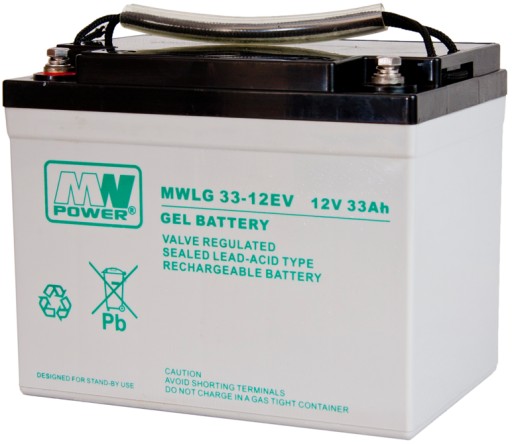 Гелевая аккумуляторная батарея mwlg power mwlg33-12ev 12v 33ah mwlg33 коляски