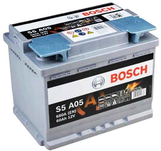 0 092 S5A 050 - АККУМУЛЯТОР BOSCH S5 AGM 60AH 680A S5A05 СТАРТ СТОП