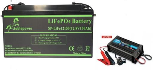 ЛІТІЄВА БАТАРЕЯ LifePO4 12V 150Ah BMS CHARGER 20A UPS CAMPER ŁÓDŹ