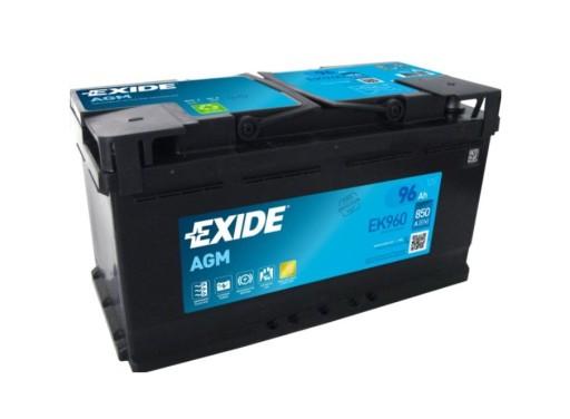 EK960 - АВТОМОБИЛЬНЫЙ АККУМУЛЯТОР EXIDE AGM EK960 12В 96Ач 850А ПРАВЫЙ + ПОСЛЕДНЯЯ МОДЕЛЬ