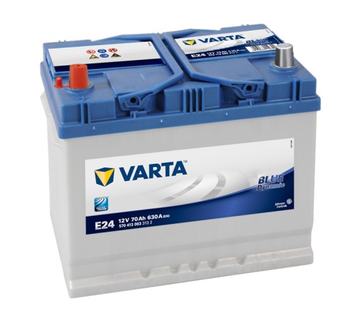 АКУМУЛЯТОР VARTA BLUE DYNAMIC 70AH, 630A, E24 L+, 261x175x220 мм.