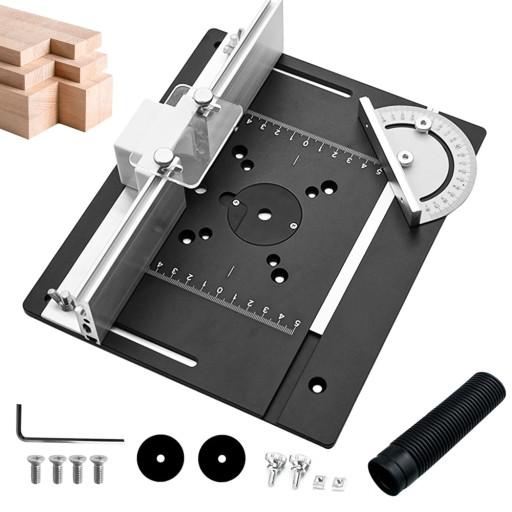 АЛЮМИНИЕВАЯ ПЛАСТИНА ДЛЯ СТОЛА ФРЕЗЕРНОГО СТАНКА С НАПРАВЛЯЮЩЕЙ ДЛЯ УСОСА И РАЗДВИЖНОЙ ЗАГОРОДКОЙ