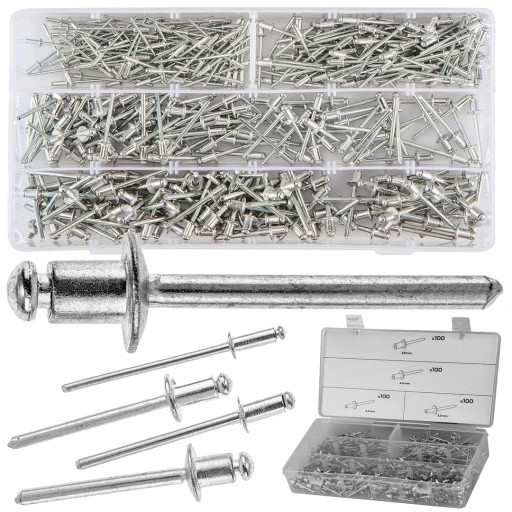 АЛЮМИНИЕВЫЕ ГЛУХИЕ ЗАКЛЕПКИ 400 ШТ. 4 ТИПА 2,4 мм | 4,8 мм | 3,2 мм | 4 мм