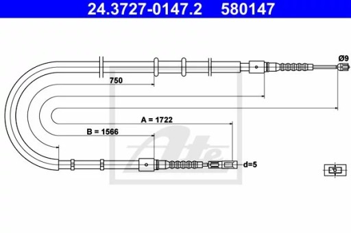 24.3727-0147.2 - ATE 24.3727-0147 Трос стоянкового гальма