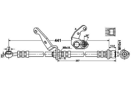 24.5287-0441.3 - ATE ГАЛЬМІВНИЙ ШЛАНГ ГНУЧКИЙ ЗАДНІЙ L / P HONDA CR-V І 2.0 10.95-02.02